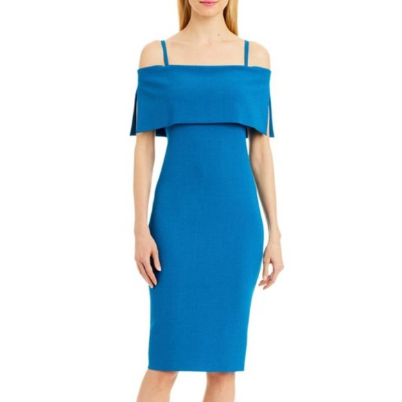 NICOLE MILLER Blue Off The Shoulder Midi Dress - Picture 1 of 8